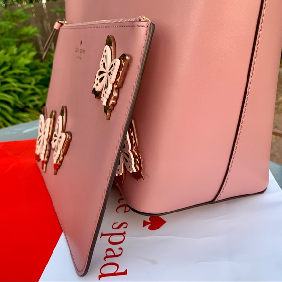 Kate Spade All The Buzz Butterfly Tote /Clutch Set - Picture 4 of 8